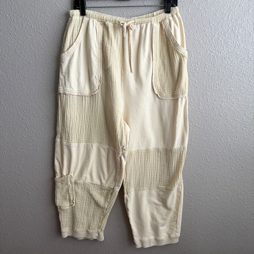 Urban Outfitters Out From Under Cream Patchwork Cotton Gauze Sweatpants  M